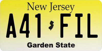 NJ license plate A41FIL