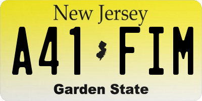 NJ license plate A41FIM