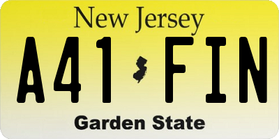 NJ license plate A41FIN