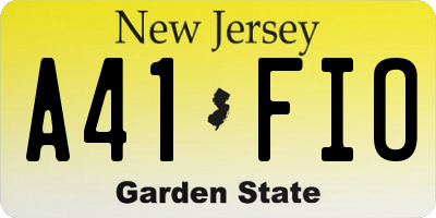 NJ license plate A41FIO