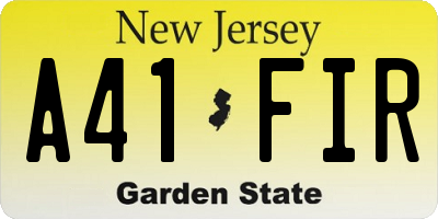 NJ license plate A41FIR