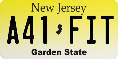 NJ license plate A41FIT