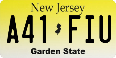 NJ license plate A41FIU