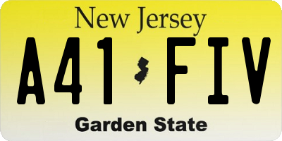 NJ license plate A41FIV