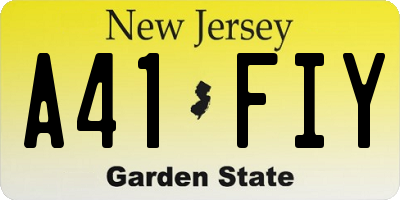 NJ license plate A41FIY