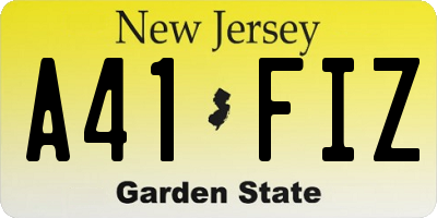 NJ license plate A41FIZ