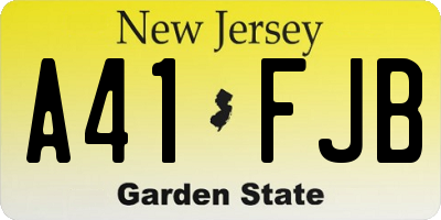 NJ license plate A41FJB