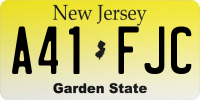 NJ license plate A41FJC