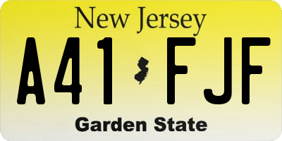 NJ license plate A41FJF