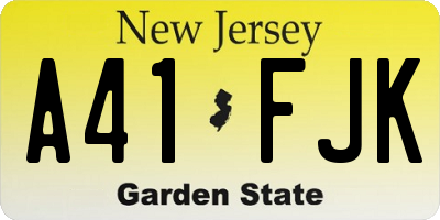 NJ license plate A41FJK