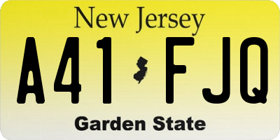 NJ license plate A41FJQ
