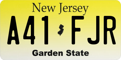 NJ license plate A41FJR
