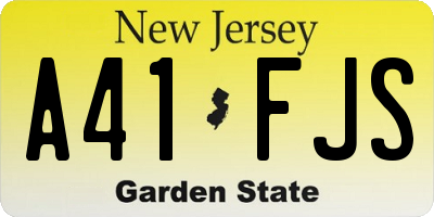 NJ license plate A41FJS