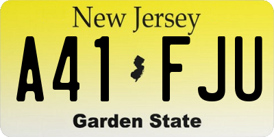 NJ license plate A41FJU
