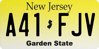 NJ license plate A41FJV