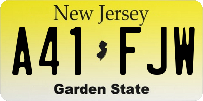 NJ license plate A41FJW