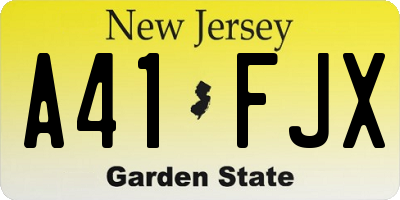 NJ license plate A41FJX