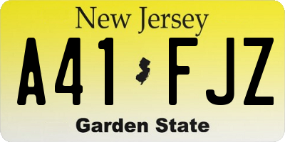NJ license plate A41FJZ