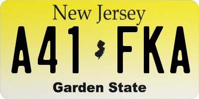 NJ license plate A41FKA