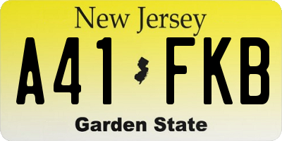 NJ license plate A41FKB