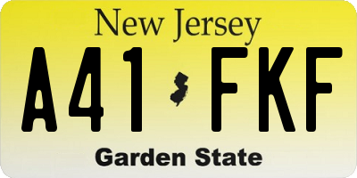 NJ license plate A41FKF