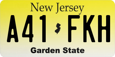 NJ license plate A41FKH