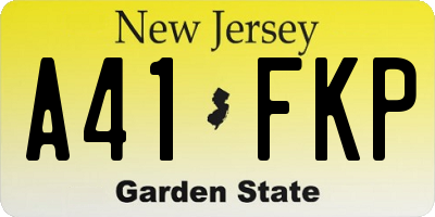 NJ license plate A41FKP