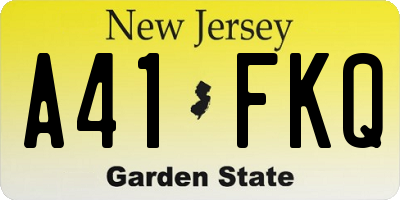 NJ license plate A41FKQ