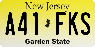 NJ license plate A41FKS