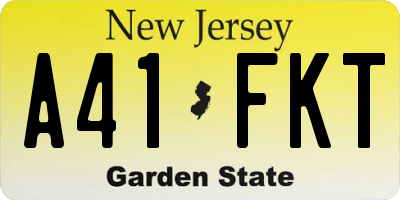NJ license plate A41FKT