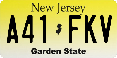 NJ license plate A41FKV
