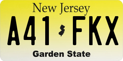 NJ license plate A41FKX