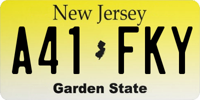 NJ license plate A41FKY