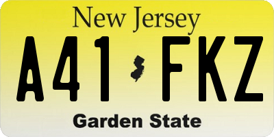 NJ license plate A41FKZ