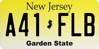 NJ license plate A41FLB
