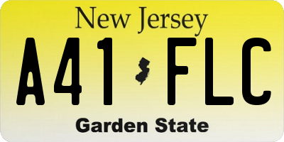 NJ license plate A41FLC