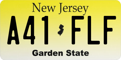 NJ license plate A41FLF