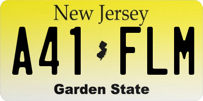 NJ license plate A41FLM