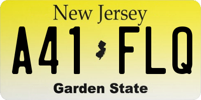 NJ license plate A41FLQ