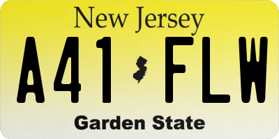 NJ license plate A41FLW