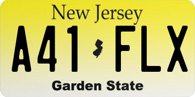 NJ license plate A41FLX