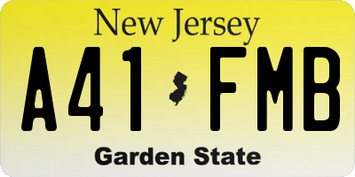 NJ license plate A41FMB