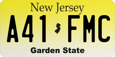 NJ license plate A41FMC