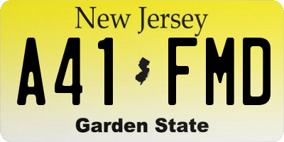 NJ license plate A41FMD