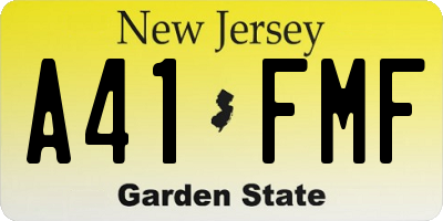 NJ license plate A41FMF