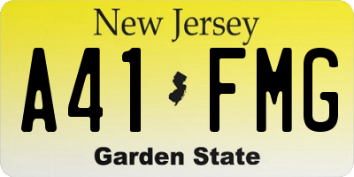 NJ license plate A41FMG