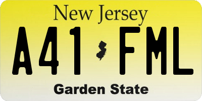 NJ license plate A41FML
