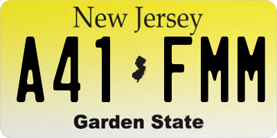 NJ license plate A41FMM