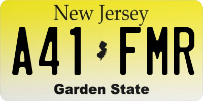 NJ license plate A41FMR