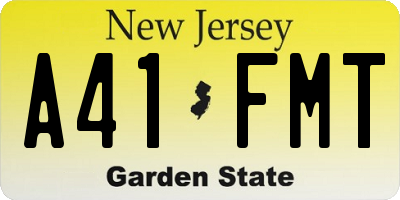 NJ license plate A41FMT